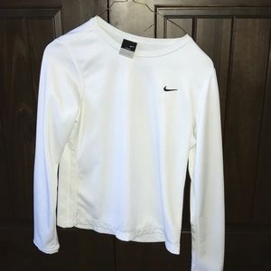 Nike white DRI-FIT long sleeve shirt